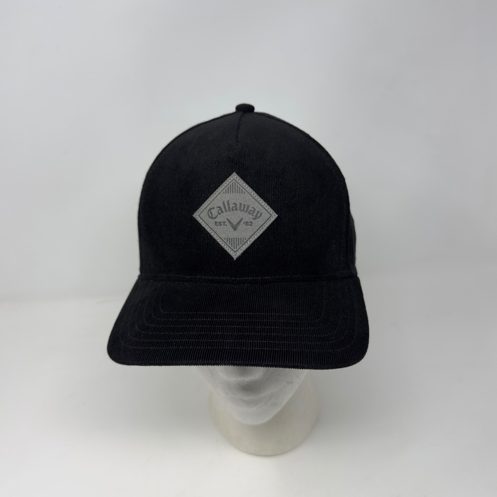Callaway Black Corduroy Snapback Golf Hat Adjustable Est 82‎ Logo Patch OSFM